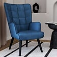ID MARKET - Fauteuil scandinave ANIA en velours bleu - vignette