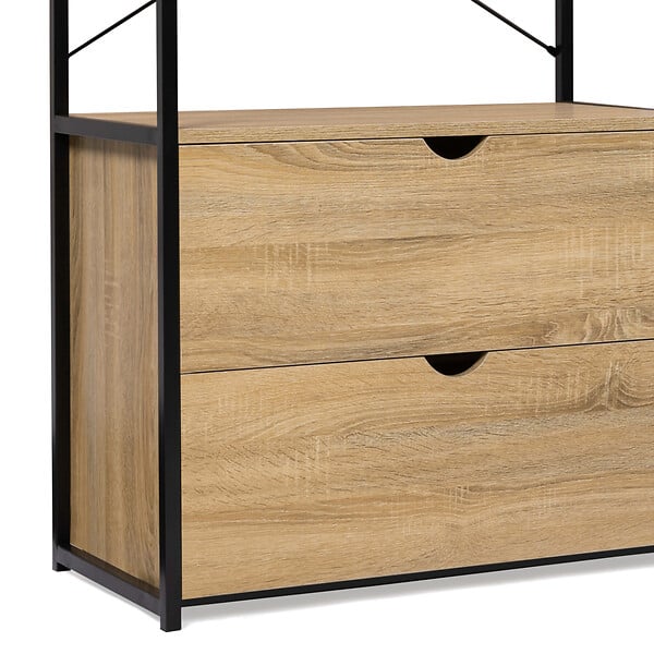 ID MARKET - Dressing penderie 2 tiroirs L. 80 cm DETROIT design industriel - large