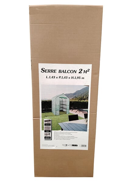 Serre de jardin balcon et terrasse 2m² avec 4 étagères - large