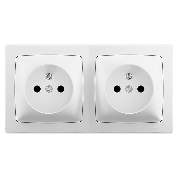 LEGRAND - Prise double avec terre - Les Apparents - Blanc - 16A - large