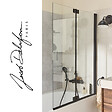 JACOB DELAFON - Pack baignoire bain douche 170 x 90 Bastille vidage à droite blanc brillant + tablier en niche + pare-bain noir - vignette
