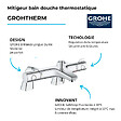 GROHE - Pack mitigeur thermostatique BD Trend avec colonnettes + Douchette 1 jet Vitalio Get Stick + Flexible 1750 mm - vignette
