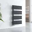 EMKE - EMKE Sèche-serviettes à Eau Chaude Panneau Plat, Sèche-serviettes connexion latérale pour, Noir 1041x600mm 639Watts - vignette