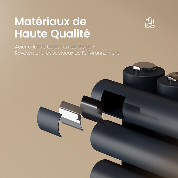 EMKE - EMKE Sèche-Serviettes Chauffage Central 1265 x 600 mm 776W – Radiateur Salle de Bain Eau Chaude, Anthracite - large