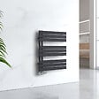 EMKE - EMKE Sèche-serviettes à Eau Chaude Panneau Plat, Sèche-serviettes connexion latérale pour, Noir 752x600mm 479Watts - vignette