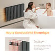 EMKE - EMKE Radiateur Chauffage Central Vertical 63 x 100 cm 1308W Double Panneau en Acier Anthracite – Radiateur Eau Chaude Mural Design - vignette