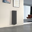 EMKE - EMKE Radiateur Chauffage Central 90 x 30 cm 559W Double Panneau – Radiateur Eau Chaude Vertical Étroit en Acier Anthracite - vignette