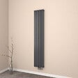 EMKE - EMKE Radiateur Chauffage Central 160 x 30 cm 501W – Radiateur Eau Chaude Vertical Étroit en Acier Noir - vignette
