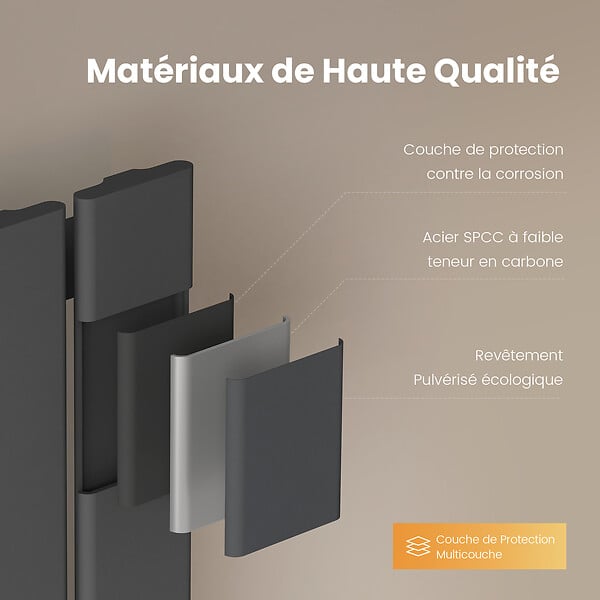 EMKE - EMKE Radiateur Chauffage Central 160 x 30 cm 501W – Radiateur Eau Chaude Vertical Étroit en Acier Anthracite - large