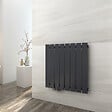 EMKE - EMKE Radiateur Chauffage Central 63 x 62 cm 438W Connexion Centrale 50 mm – Radiateur Eau Chaude Mural en Acier Anthracite - vignette