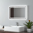EMKE - EMKE Miroir lumineux salle de bain 60x40cm, Miroir LED avec Interrupteur à bouton, Anti-buée, Miroir avec éclairage lumière Blanche Froide/Chaude - vignette