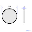 EMKE - EMKE Miroir lumineux salle de bain rond diamètre 50cm cadre noir, Sangle réglable, Miroir LED, Interrupteur Tactile, Lumière Froide - vignette