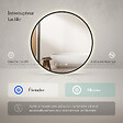 EMKE - EMKE Miroir lumineux salle de bain rond diamètre 60cm Cadre Noir, Miroir LED, Interrupteur Tactile, Anti-buée, Horloge et Temperature, Lumière Neutre - vignette