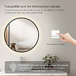 EMKE - EMKE Miroir lumineux salle de bain rond diamètre 60cm Cadre Noir, Miroir LED, Interrupteur Tactile, Anti-buée, Horloge et Temperature, Lumière Neutre - vignette
