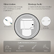EMKE - EMKE Miroir lumineux salle de bain rond diamètre 60cm Cadre Noir, Miroir LED, Interrupteur Tactile, Anti-buée, Horloge et Temperature, Lumière Neutre - vignette
