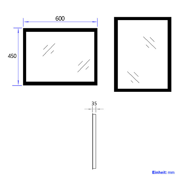 EMKE - EMKE Miroir lumineux salle de bain 60x45cm, Miroir LED avec Interrupteur à bouton, Anti-buée, Miroir avec éclairage lumière Blanche Froide/Chaude - large