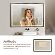 EMKE - EMKE Miroir lumineux salle de bain 120x70cm, Cadre noir, Miroir LED avec Interrupteur Tactile, Anti-buée, Horloge et Température, Lumière Neutre - vignette