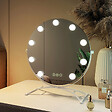 EMKE - EMKE Hollywood miroir de courtoisie avec lumière, 47x40cm rond blanc, miroir de coiffeuse pivotant à 360°, avec 3 lumières dimmables - vignette