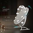 EMKE - EMKE Hollywood miroir de courtoisie avec lumière, 47x40cm rond blanc, miroir de coiffeuse pivotant à 360°, avec 3 lumières dimmables - vignette