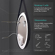 EMKE - EMKE Miroir lumineux salle de bain rond diamètre 80cm cadre noir, Sangle réglable, Miroir LED avec Interrupteur Tactile, 3 couleurs de Lumières - vignette