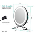 EMKE - EMKE LED Hollywood Miroir de Maquillage Rond avec Interrupteur Tactile Dimmable 3 Couleurs claires 360° Rotatif, Noir Diamètre 40cm - vignette
