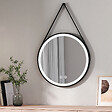 EMKE - EMKE Miroir lumineux salle de bain rond diamètre 60cm cadre noir, Sangle réglable, Miroir LED avec Interrupteur Tactile, Lumière Froide/Chaude/Neutre - vignette
