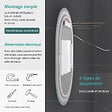 EMKE - EMKE Miroir lumineux salle de bain ovale 80x60cm, Miroir LED avec Interrupteur Tactile, Anti-buée, Miroir avec éclairage Lumière Froide/Chaude/Neutre - vignette