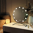 EMKE - EMKE Hollywood miroir de courtoisie avec lumière, 50x58cm rond noir, miroir de coiffeuse pivotant à 360°, avec 3 lumières dimmables - vignette