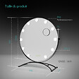 EMKE - EMKE Hollywood miroir de courtoisie avec lumière, 50x58cm rond noir, miroir de coiffeuse pivotant à 360°, avec 3 lumières dimmables - vignette