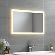 EMKE - EMKE Miroir Salle de Bain 60x40cm Miroir lumineux LED, Miroir Cosmétiques Mural avec éclairage, Lumière Blanche Chaude,  Interrupteur mural - vignette