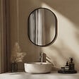 EMKE - EMKE Miroir mural 45 × 60 cm Miroir ovale avec cadre noir, Miroir non lumineux salle de bain - vignette