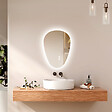 EMKE - EMKE Miroir Salle de Bain avec Éclairage, 60 x 45 cm, Miroir LED Asymétrique, Interrupteur Tactile, 3 Couleurs de Lumière Réglables, Miroir Anti-Buée - vignette