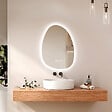 EMKE - EMKE Miroir salle de bain avec éclairage, Miroir asymétrique LED, anti-buée, interrupteur tactile, 3 couleurs de lumière réglable, , 75 x 55 cm - vignette
