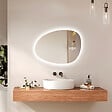 EMKE - EMKE Miroir salle de bain avec éclairage, Miroir asymétrique LED, anti-buée, interrupteur tactile, 3 couleurs de lumière réglable, , 75 x 55 cm - vignette
