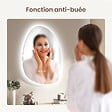 EMKE - EMKE Miroir salle de bain avec éclairage, Miroir asymétrique LED, anti-buée, interrupteur tactile, 3 couleurs de lumière réglable, , 75 x 55 cm - vignette