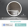 EMKE - EMKE Miroir lumineux salle de bain rond diamètre 70cm cadre noir, Sangle réglable, Miroir LED avec Interrupteur Tactile, Lumière Froide/Chaude/Neutre - vignette