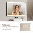 EMKE - EMKE Miroir lumineux salle de bain 100x70cm, Cadre noir, Miroir LED avec Interrupteur Tactile, Anti-buée, Horloge et Température, Lumière Neutre - vignette
