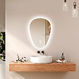 EMKE - EMKE Miroir Salle de Bain avec Éclairage, 70 x 50 cm, Miroir LED Asymétrique, Interrupteur Tactile, 3 Couleurs de Lumière Réglables, Miroir Anti-Buée - vignette