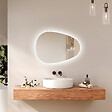 EMKE - EMKE Miroir Salle de Bain avec Éclairage, 70 x 50 cm, Miroir LED Asymétrique, Interrupteur Tactile, 3 Couleurs de Lumière Réglables, Miroir Anti-Buée - vignette