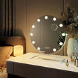 EMKE - EMKE Hollywood miroir de courtoisie avec lumière, 50x58cm rond blanc, miroir de coiffeuse pivotant à 360°, avec 3 lumières dimmables - vignette