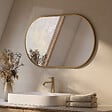 EMKE - EMKE Miroir mural 45 × 60 cm Miroir ovale avec cadre doré, Miroir non lumineux salle de bain - vignette