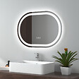 EMKE - EMKE Miroir lumineux salle de bain ovale 70x50cm, Miroir LED avec Interrupteur Tactile, Anti-buée, Miroir avec éclairage Lumière Froide/Chaude/Neutre - vignette