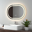 EMKE - EMKE Miroir lumineux salle de bain ovale 70x50cm, Miroir LED avec Interrupteur Tactile, Anti-buée, Miroir avec éclairage Lumière Froide/Chaude/Neutre - vignette