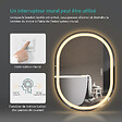 EMKE - EMKE Miroir lumineux salle de bain ovale 70x50cm, Miroir LED avec Interrupteur Tactile, Anti-buée, Miroir avec éclairage Lumière Froide/Chaude/Neutre - vignette