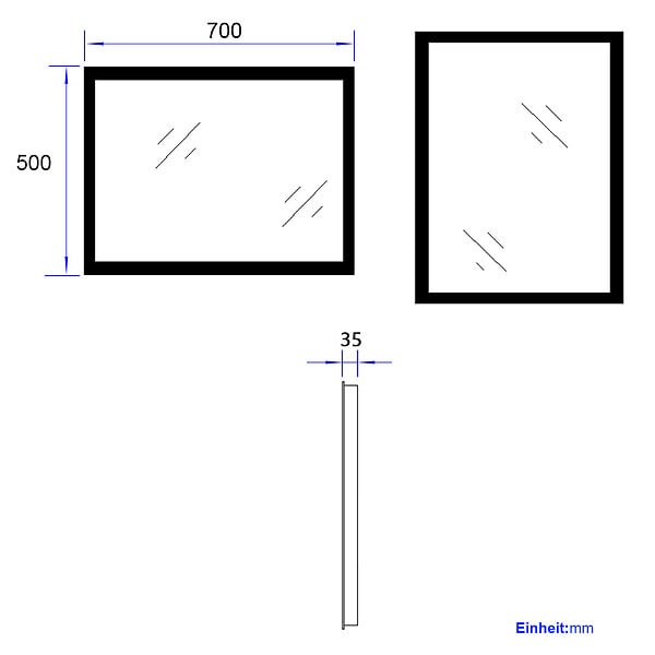 EMKE - EMKE Miroir lumineux salle de bain 70x50cm, Miroir avec éclairage Miroir LED, Lumière Blanche Chaude - large