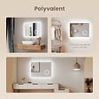 EMKE - EMKE Miroir lumineux salle de bain 80x60cm, Miroir LED avec Interrupteur Tactile, 3x Grossissement, Miroir avec éclairage Lumière Blanche Froide - vignette