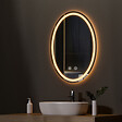 EMKE - EMKE Miroir led salle de bain 60 × 80 cm Miroir salle de bain lumineux avec 3 Couleurs de lumière réglables+Anti-buée, Économie d'énergie miroir led - vignette