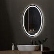 EMKE - EMKE Miroir led salle de bain 60 × 80 cm Miroir salle de bain lumineux avec 3 Couleurs de lumière réglables+Anti-buée, Économie d'énergie miroir led - vignette