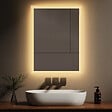 EMKE - EMKE Miroir lumineux salle de bain 80x60cm, Miroir LED salle de bain, Miroir avec l'éclairage, Lumière Chaude - vignette