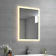 EMKE - EMKE Miroir lumineux salle de bain 70x50cm, Miroir LED salle de bain, Miroir avec l'éclairage, Lumière Chaude - vignette